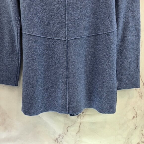Eileen Fisher Jacket Womens Medium Petite Blue Wool Boiled Felted Zip Coat Mock - Picture 9 of 14